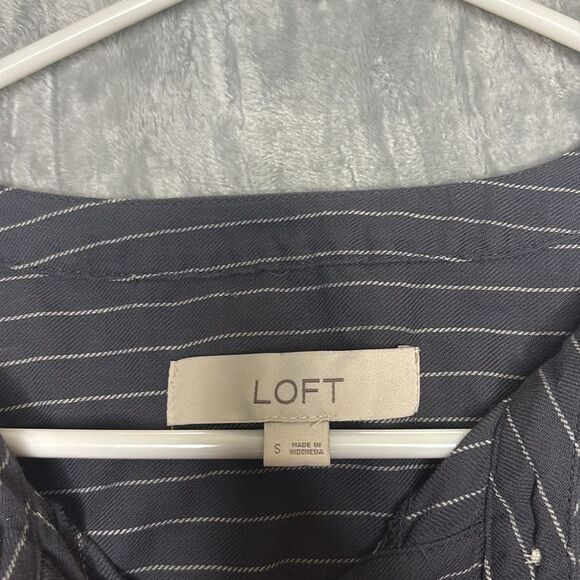 Loft Blue White Striped Button Front Shirt Too Soft Size Small - Picture 3 of 9
